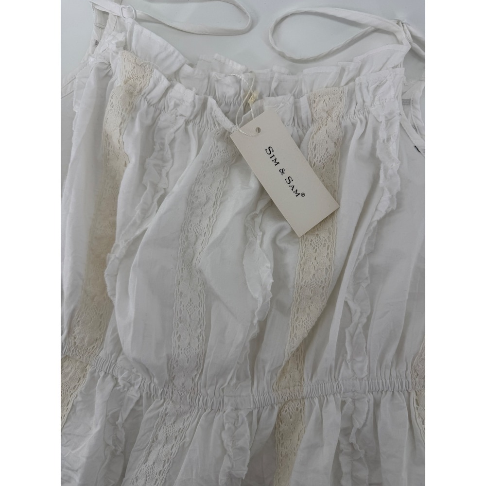 Sim & Sam‎ White Lace Ruffle Peplum Cami Top Cottagecore XL